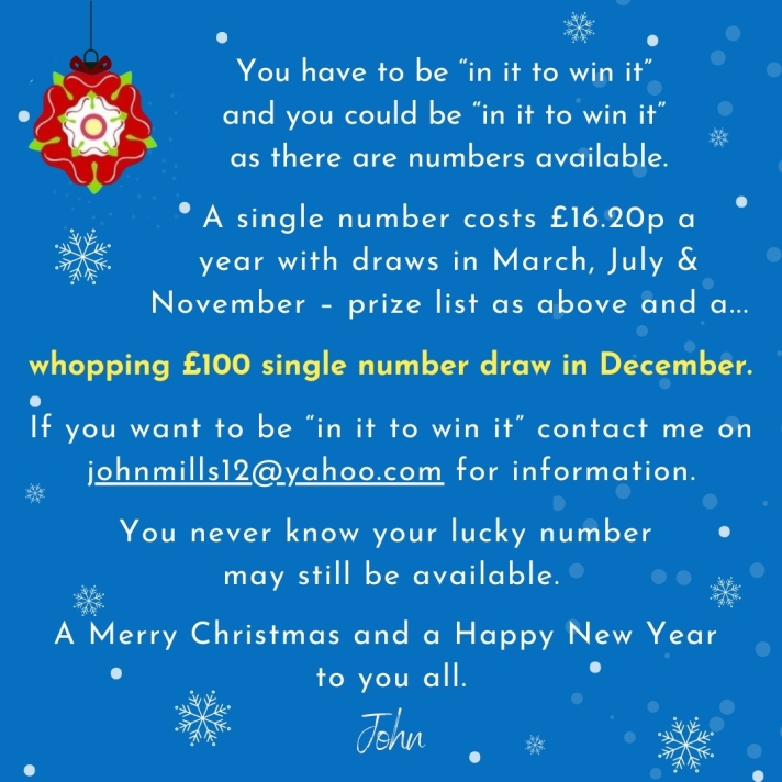 Prize Draw Details for RSCAC 100 Club December